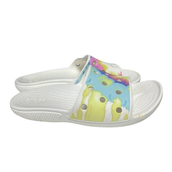 Crocs Unisex Classic Slide Open Toe Sandals Tie-Dye Size M6 W8 - Picture 3 of 11